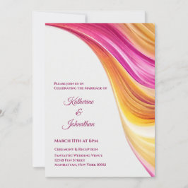 Convites Casamento Moderno - Abstrato cor-de-rosa Amarelo-