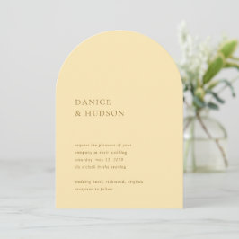 Convites Casamento Moderno Amarelo Manteiga Minimalista
