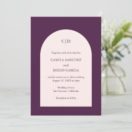 Convites Casamento Moderno Arco Roxo Elegante