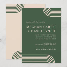 Convites Casamento Moderno Arrasto Verde Neutro Russo