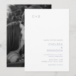 Convites Casamento Moderno Azul de Chelsea Dusty