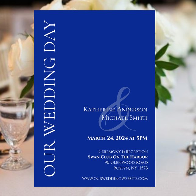 Convites Casamento Moderno Azul e Branco (Modern Blue and White Wedding- Invitation)
