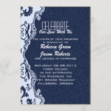 casamento moderno azul jeans com renda floral no c