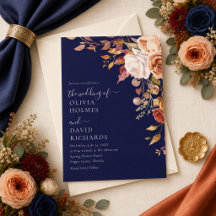 Casamento Moderno Boho Azul Meia-Noite Laranja Que