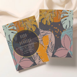 Convites Casamento Moderno Boho Laranja e Preto