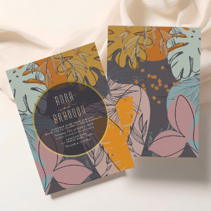 Convites Casamento Moderno Boho Laranja e Preto
