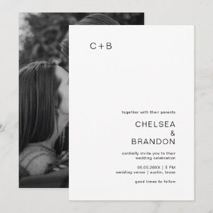 Convites Casamento Moderno Branco e Negro