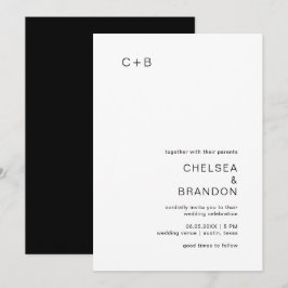 Convites Casamento Moderno Branco e Negro