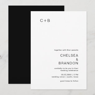 Convites Casamento Moderno Branco e Negro