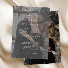 Convites Casamento moderno branco e preto