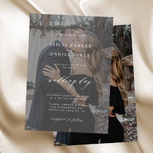 Convites Casamento moderno branco e preto