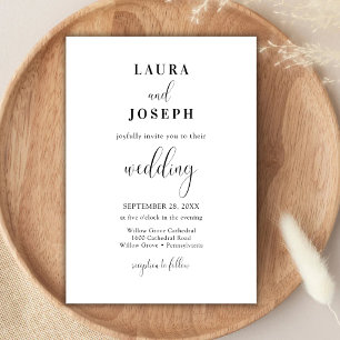 Convites Casamento Moderno Branco Minimalista Personalizado