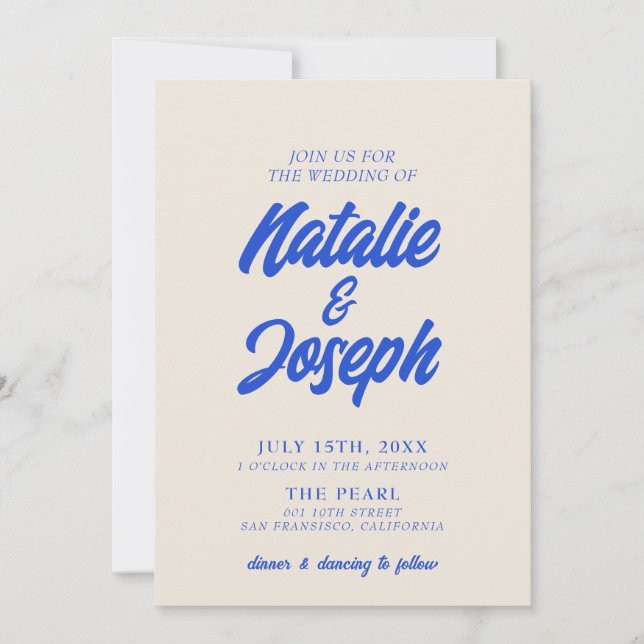 Convites Casamento Moderno Brilhante Colorido Retro Mínimo  (Frente)