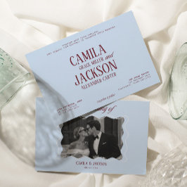 Convites Casamento Moderno Burgundy e Azul
