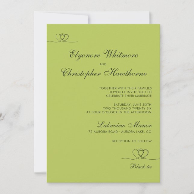 Convites Casamento Moderno Chic Citrino Verde Mistura e Com (Frente)