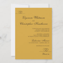 Convites Casamento Moderno Chic Dourado Mostarda Mix e Matc