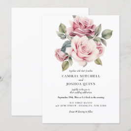 Convites Casamento Moderno Chic Elegante Romântico Rosa Ros
