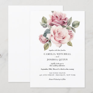Convites Casamento Moderno Chic Elegante Romântico Rosa Ros