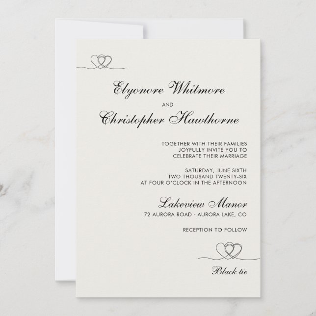 Convites Casamento Moderno Chic Ivory Mix e Match (Frente)