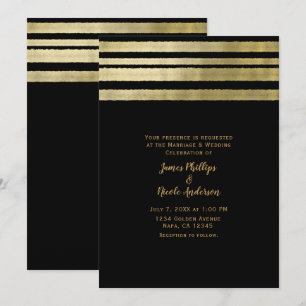 Convites Casamento Moderno Chique Elegante Dourado e Preto