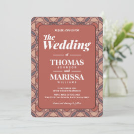 Convites Casamento Moderno Cinnamon e Marsala Art Déco QR