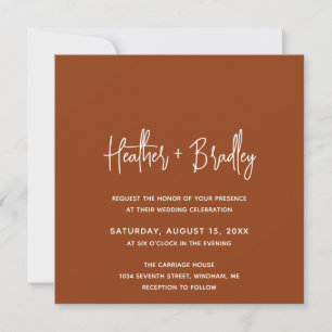 Convites Casamento Moderno Cobre Minimalista