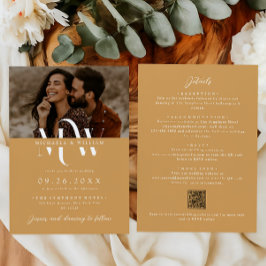 Convites Casamento Moderno Código QR Monograma Elegante Tud