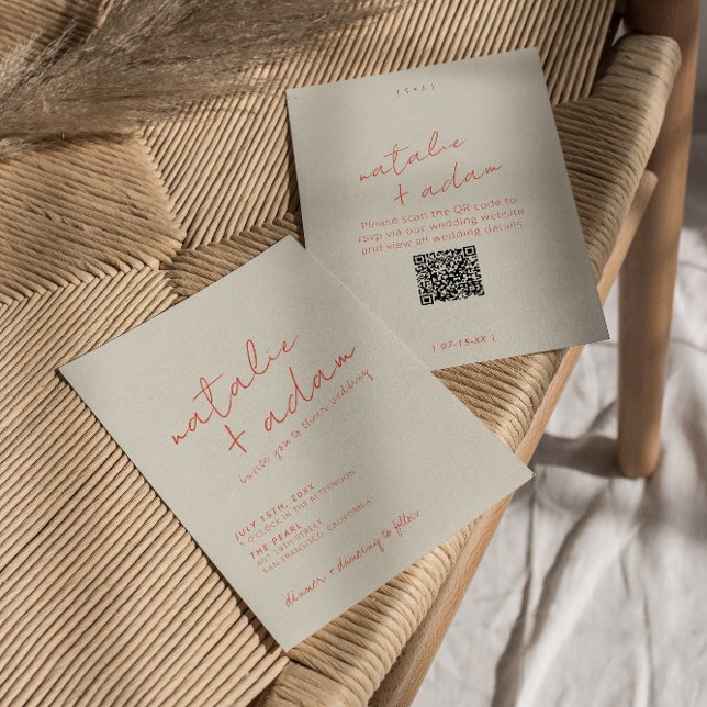 Convites Casamento Moderno Código QR Retro Divertido Capric (Criador carregado)