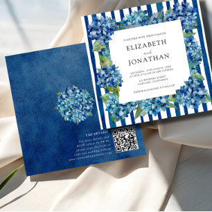 Convites Casamento Moderno Código QR RSVP Listras Hortênsia