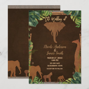 Convites Casamento moderno com animais do zoológico da selv