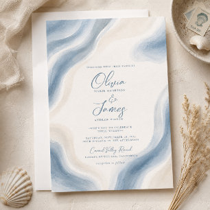 Convites Casamento Moderno com Aquarela Costeira