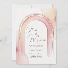 Convites Casamento Moderno com Arco de Aquarela Heritage Bl