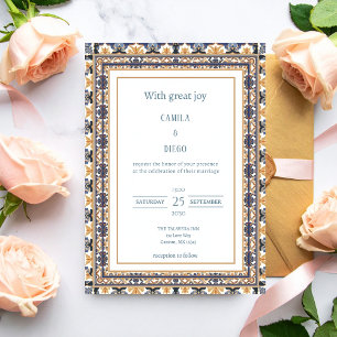 Convites Casamento Moderno com Azulejo Talavera de Luxo