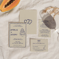 Casamento Moderno Com Bolo Simples Retro Escrito À