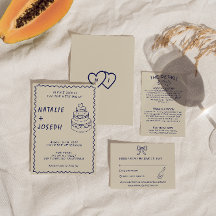 Casamento Moderno Com Bolo Simples Retro Escrito À