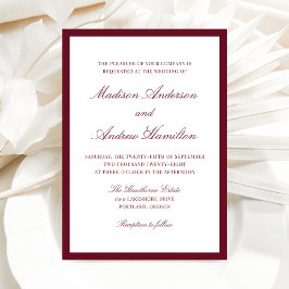 Convites Casamento Moderno com Borda Borgonha