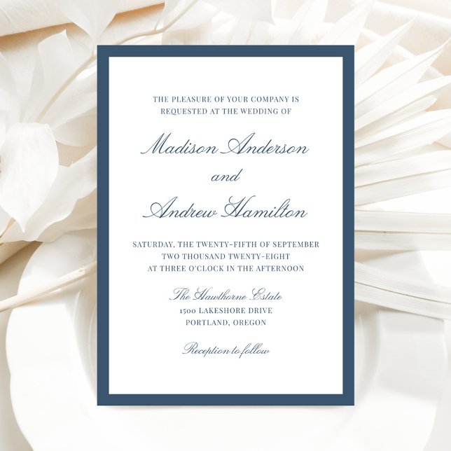 Convites Casamento Moderno com Borda Naval (Criador carregado)