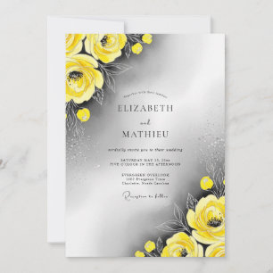 Convites Casamento Moderno com Brilho Amarelo