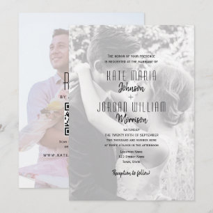 Convites Casamento Moderno com Código QR e Foto