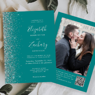 Convites Casamento Moderno com Código QR e Foto em Brilho P