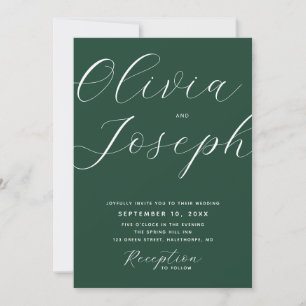 Convites Casamento Moderno com Código QR e Foto em Verde Fl