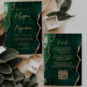 Convites Casamento Moderno com Código QR em Script de Ágata