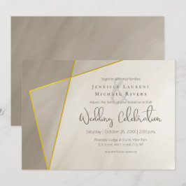 Convites casamento moderno com estrutura de ouro de cinza a
