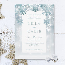 Convites Casamento Moderno com Floco de Neve Azul