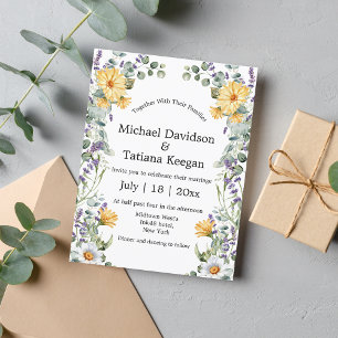 Convites casamento moderno com flores silvestres elegantes