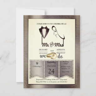 Convites Casamento Moderno com Folha de Ouro-Prata-Latão