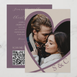 Convites Casamento Moderno com Foto Coração Champanhe e Ros