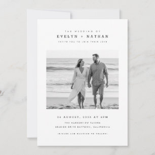 Convites Casamento Moderno com Foto em Preto e Branco com C