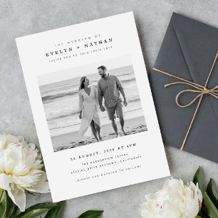 Convites Casamento Moderno com Foto em Preto e Branco com C