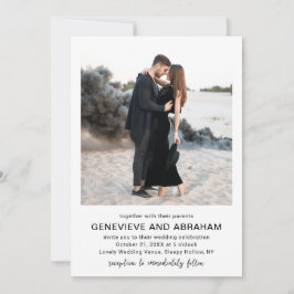 Convites Casamento Moderno com Foto em QR Code Preto e Bran